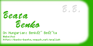 beata benko business card